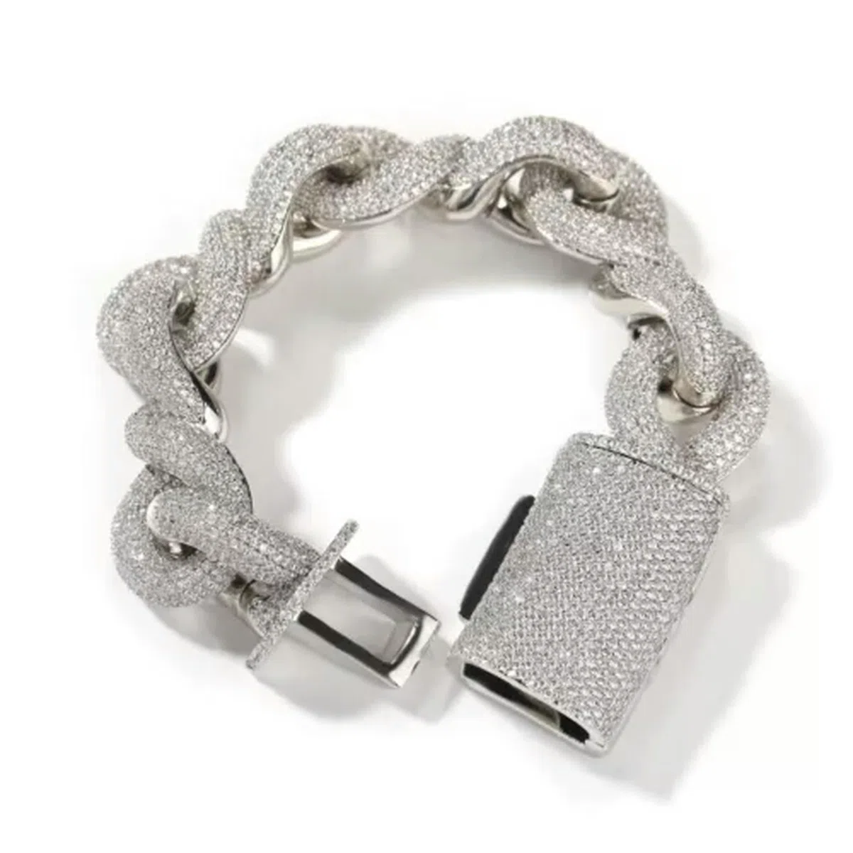 Pulsera de Cadena Cubana Pesada de 20 mm con circonita 5A, Estilo Hip Hop, joyería de Rap, 9 Pulgadas, Color Plata