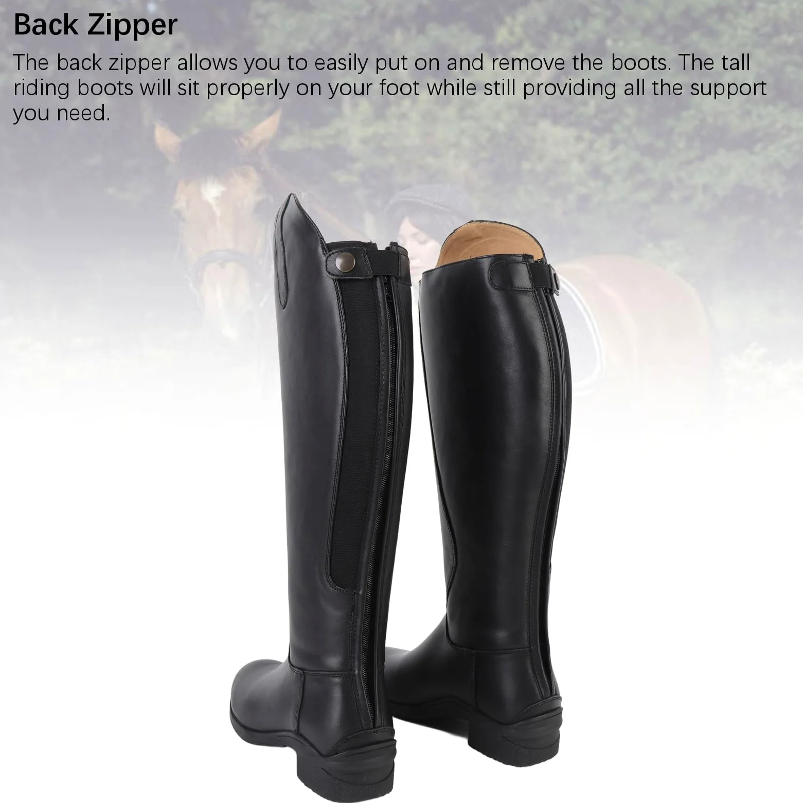 Botas Ecuestres Botas Altas Hasta La Rodilla De Equitación De Entrenamiento Ecuestre Unisex con Cremallera Trasera Piel EVA Talla 42 para Uso Diario (Talla 43) (42)