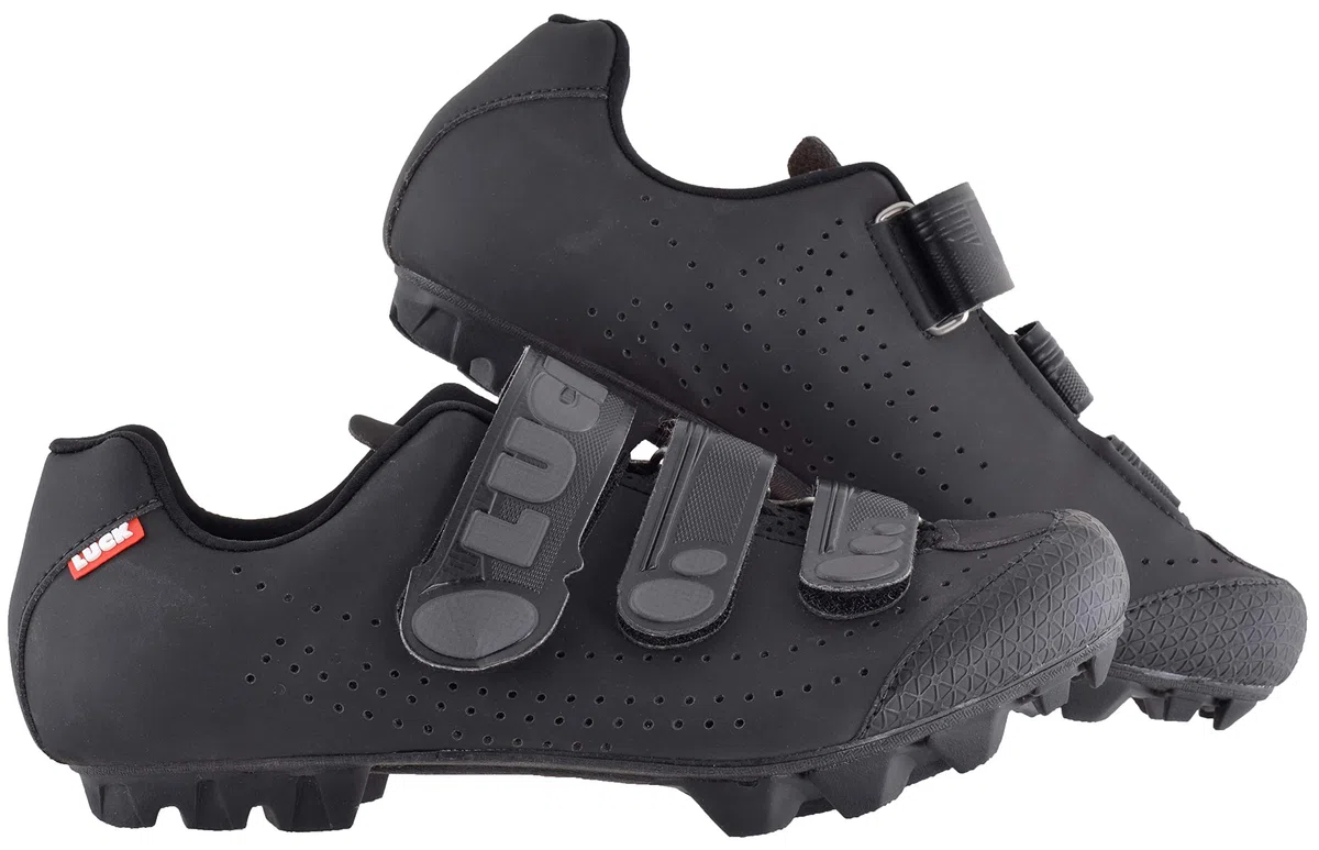 LUCK Matrix Revolution. Zapatillas Ciclismo MTB. Hombre, Mujer. Suela de Carbono Rígida y Ligera. Triple Velcro para un Ajuste Zapatos Ciclismo montaña Negro (47 EU, Negro)