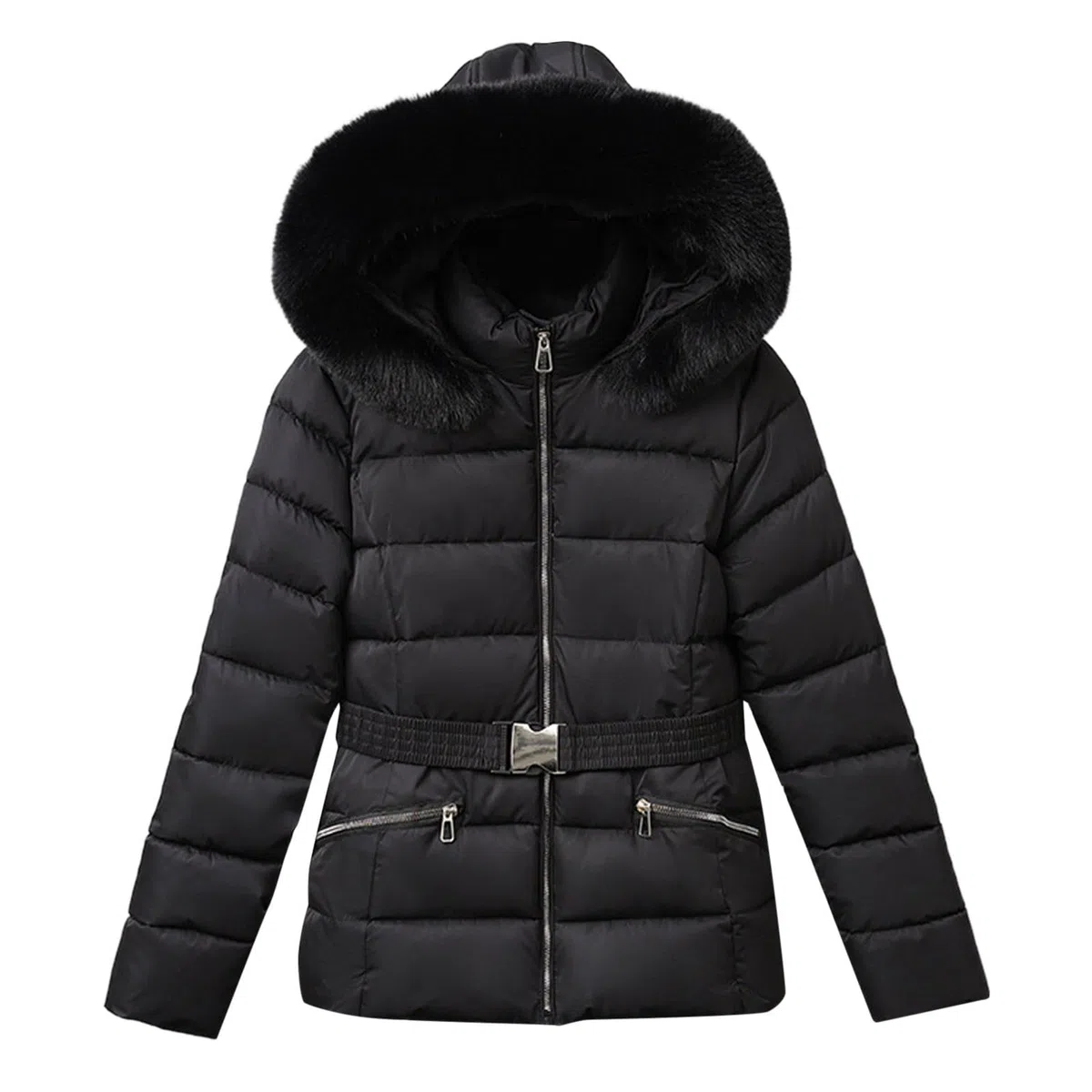 Chaqueta Mujer Abrigo Entretiempo Invierno Cazadora Plumiferos，Abrigo corto acolchado térmico con capucha sintética chaqueta cortavientos desmontable para clima frío femenina elegante y cálida