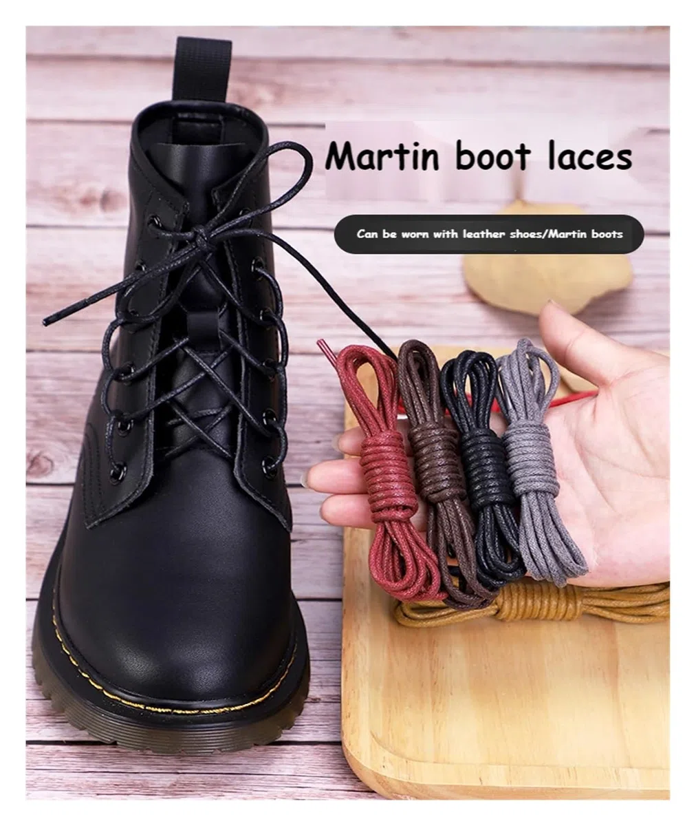 Cordones de zapatos planos, 1 par de cordones encerados de algodón, botas redondas, cordones for hombres, cordones redondos Oxford(Purple Red,120cm)