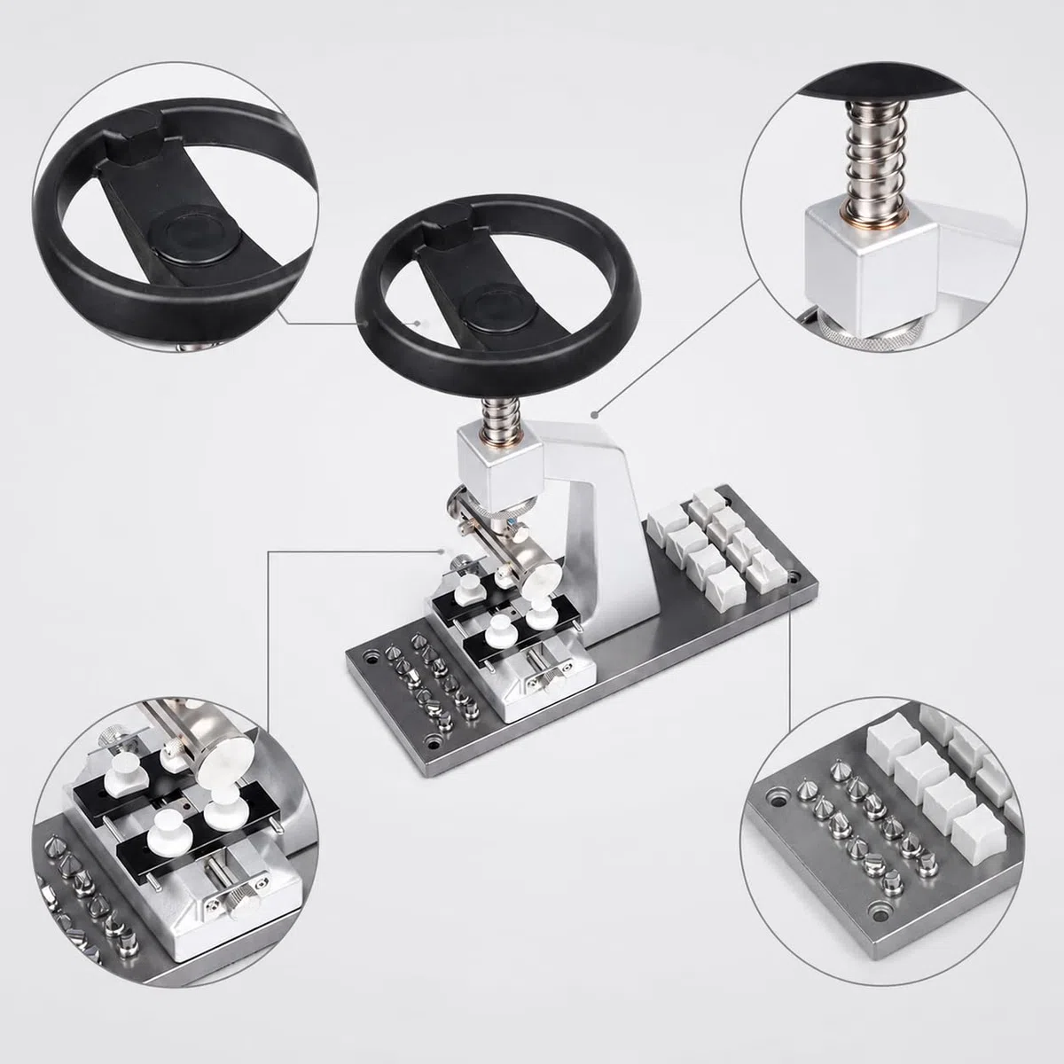 MERIGLARE Abridor de Trasera de Reloj Herramienta Abrir Caja Extractor Destapador de Relojería Ajustable con 12 de Acero de Gran Diámetro y Base Rectangular