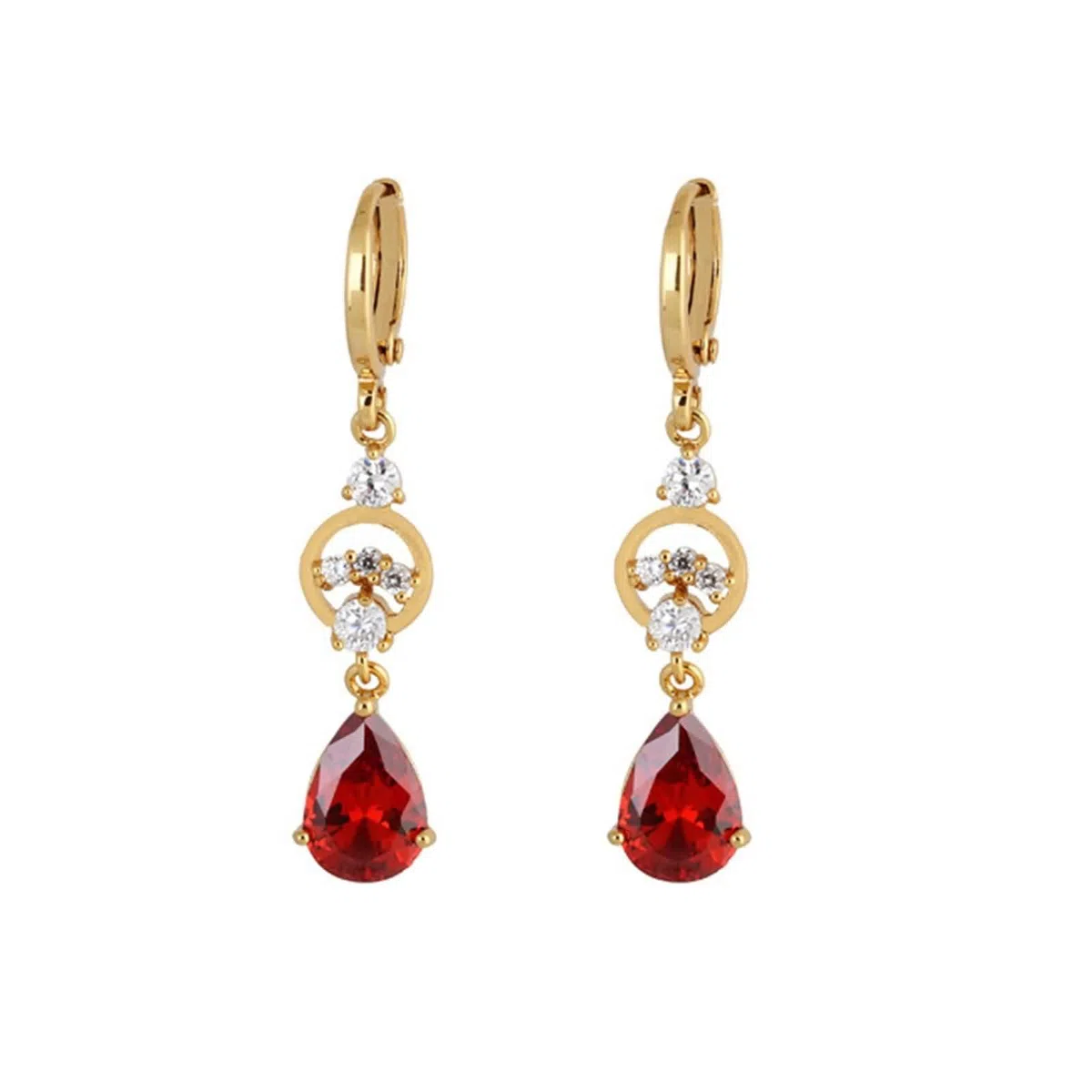 KnSam Pendientes de aro de oro amarillo Au750 de 18 quilates, con amatista lila, corte de gota, oro 750, pequeños con moissanita, joyas auténticas, dorados