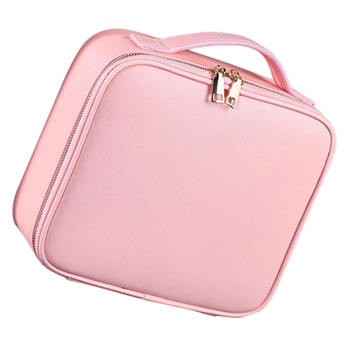 Bolsa de Maquillaje de PU con Separador Ajustable Organizador de Cosméticos para Viaje Neceser Ligero y Compacto para Mujer Mediano Rosa
