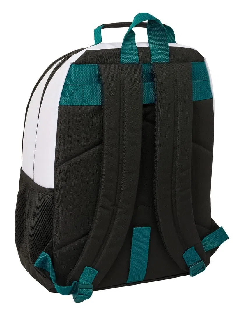 Safta | Mochila Escolar Real Madrid Equipación 26/27 Doble Adaptable a Carro (Sin Carro), 2 Compartimentos Grandes, Bolsillo Portabotellas, Niño y Niña, Medidas 32x16x42 cm