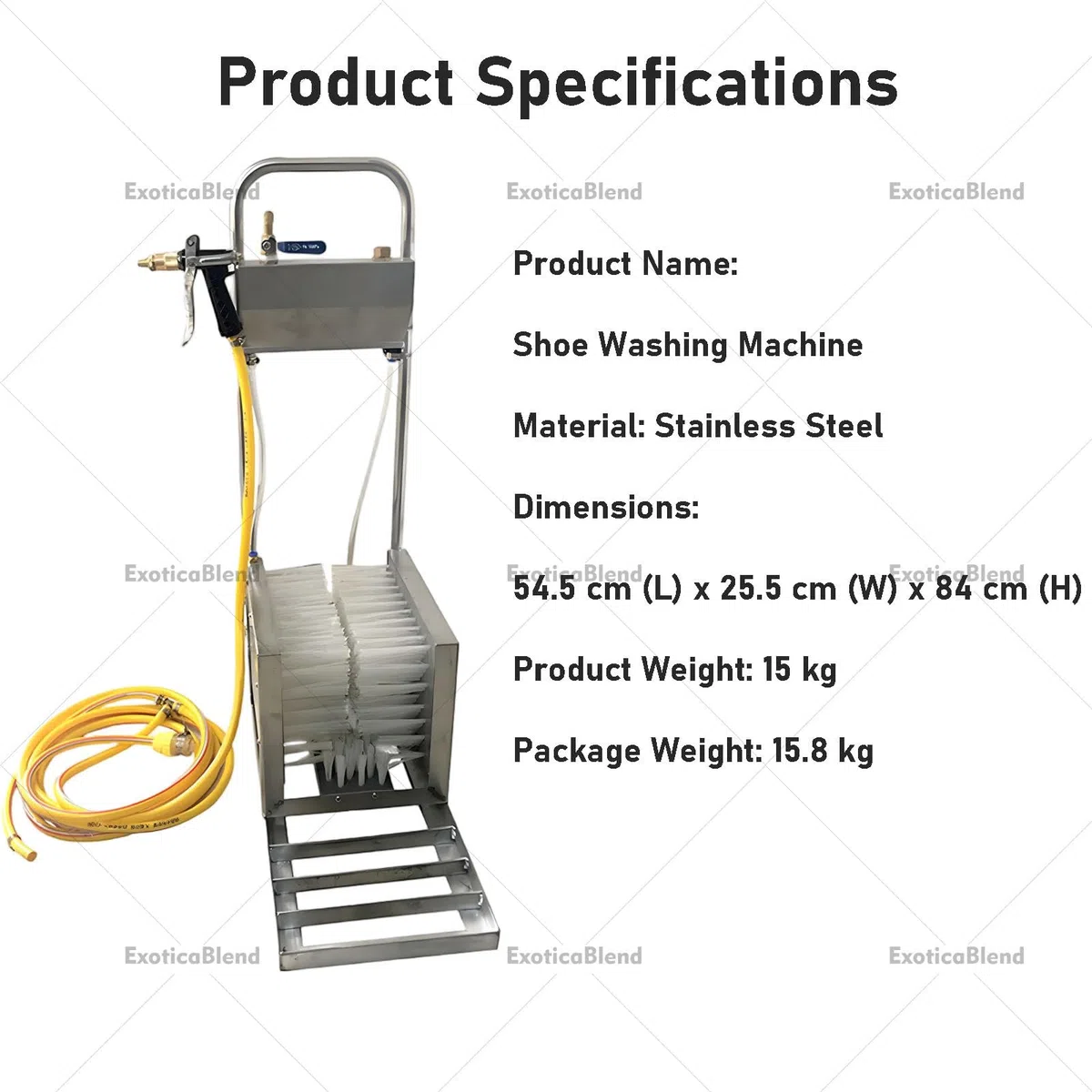 Limpiador y Cepillo Raspador de Botas de Acero Inoxidable; Lavadora Automática con Rociador de Agua y Manguera de 5 m para Granjas Ganaderas