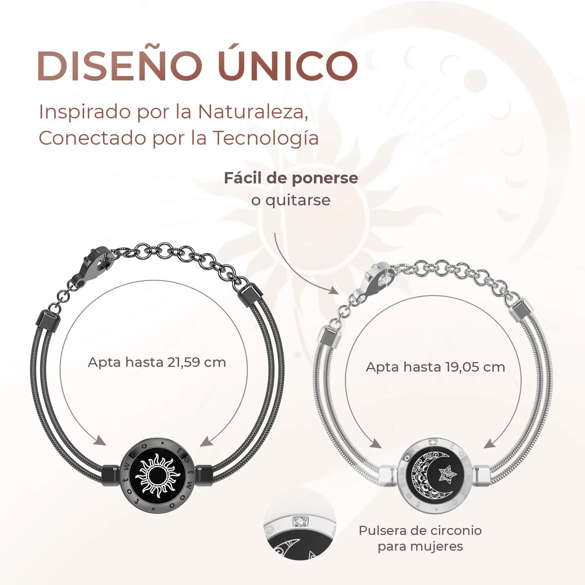 TOTWOO Pulseras de Pareja con Vibración, Iluminación y Toque a Distancia, Emparejamiento Bluetooth Uno a Uno por App, Regalo Romántico para Parejas a Distancia, Acero Inoxidable 316