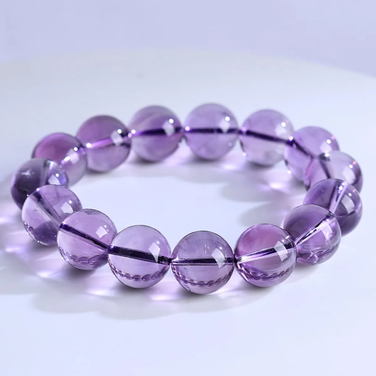 Pulsera de Amatista de Grado 7A | Pulseras de Cristal con Piedras energéticas | Pulsera de Cuentas de Piedras Preciosas Naturales para Mujeres y niñas | Accesorios de Moda,13~14mm