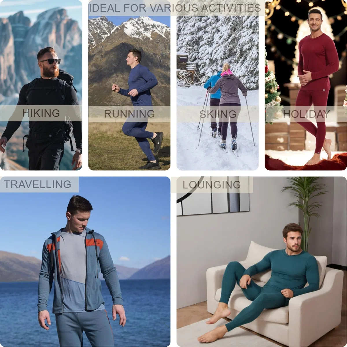 MERINNOVATION Camiseta térmica de lana merino para hombre, 100 % lana merino, manga larga