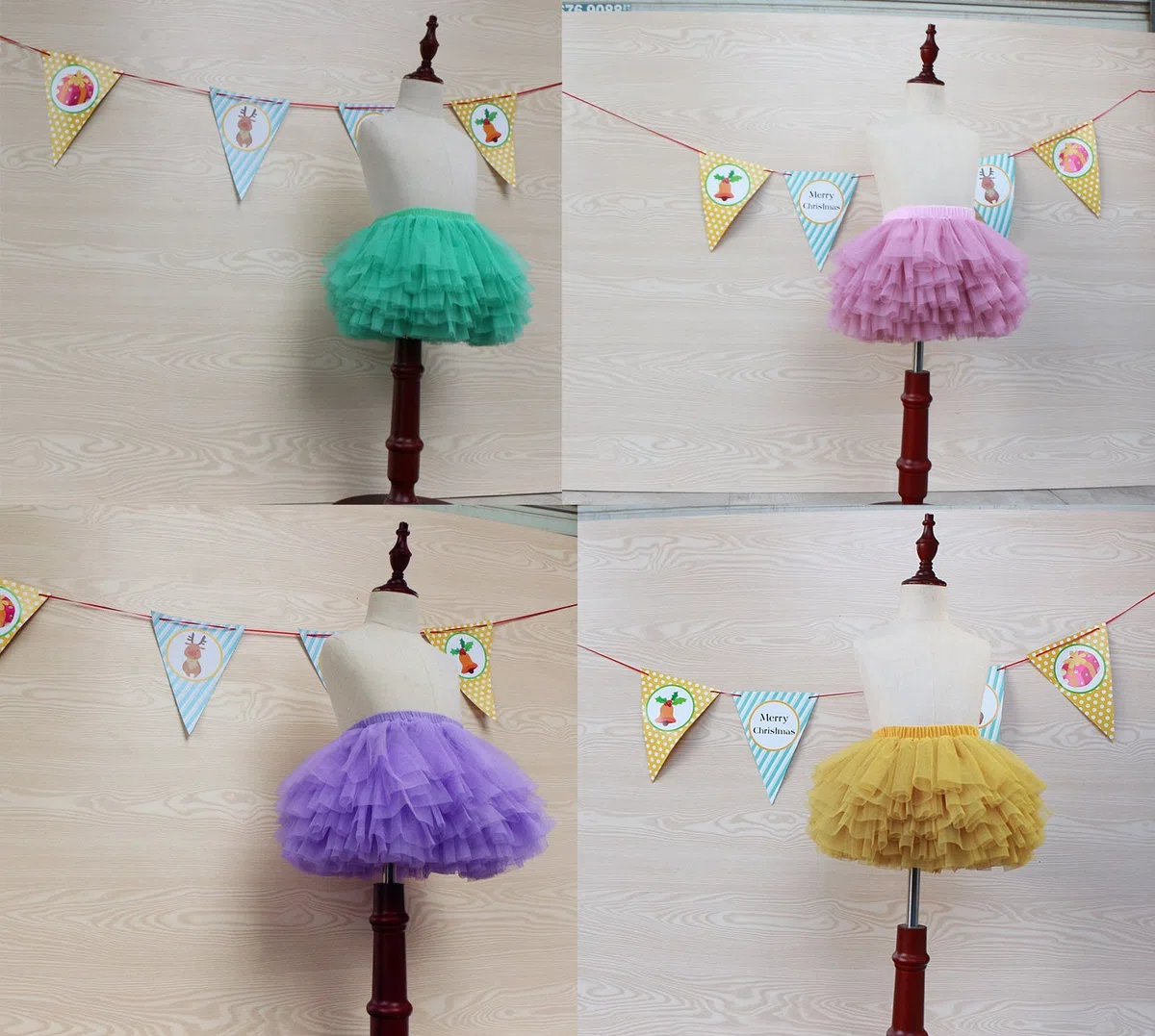 Falda tutú para bebé niña niño 6 capas Tulle faldas 1-8T - verde - 3-4 años