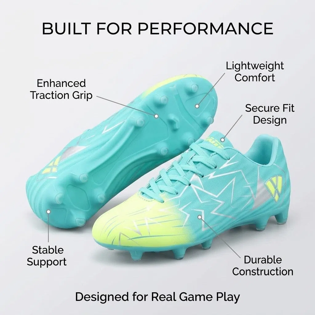 Vizari Lucia Junior FG - Tacos de fútbol para niños | Tacos de fútbol sintéticos con suela de TPU | Tacos de fútbol perfectos para niños y niñas para un ajuste ancho o regular