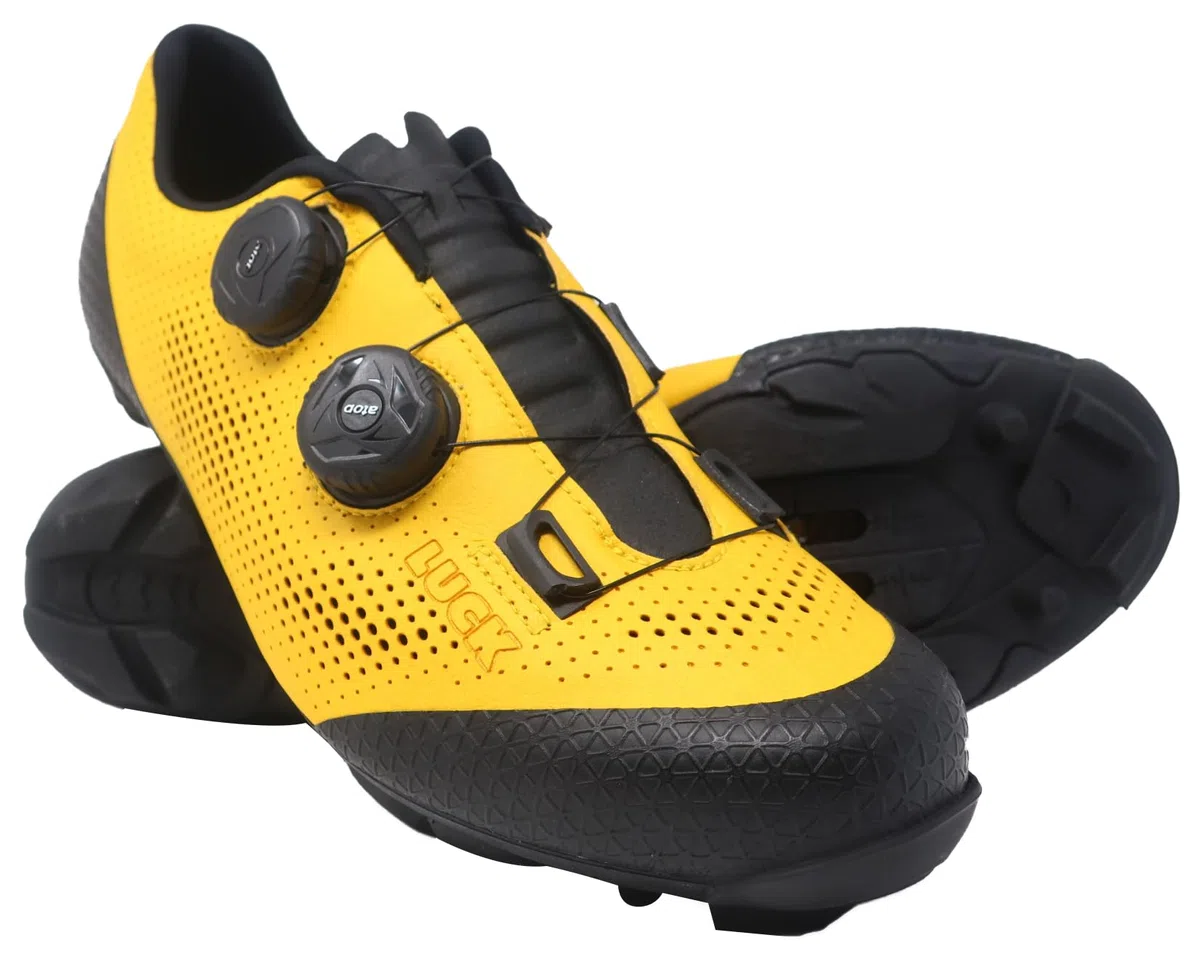 LUCK Optim, Zapatillas de Ciclismo MTB con Suela de Carbono y Doble Cierre rotativo.