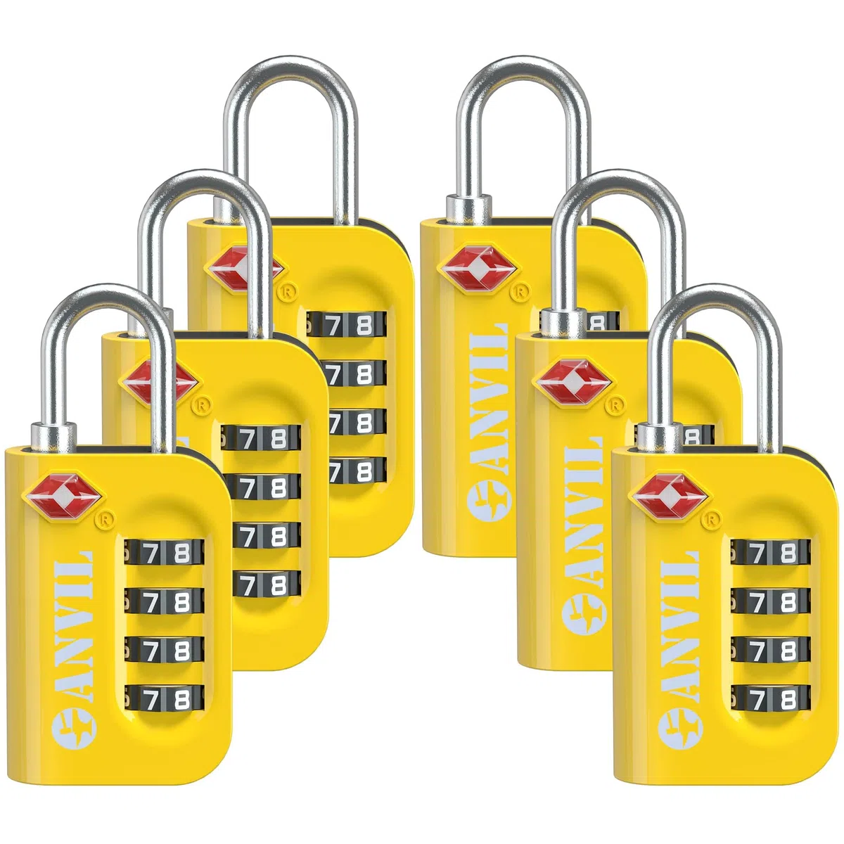 TSA Approved Luggage Lock - 4 Digit Combination padlocks with a Hardened Steel Shackle - Travel Locks for Suitcases & Baggage