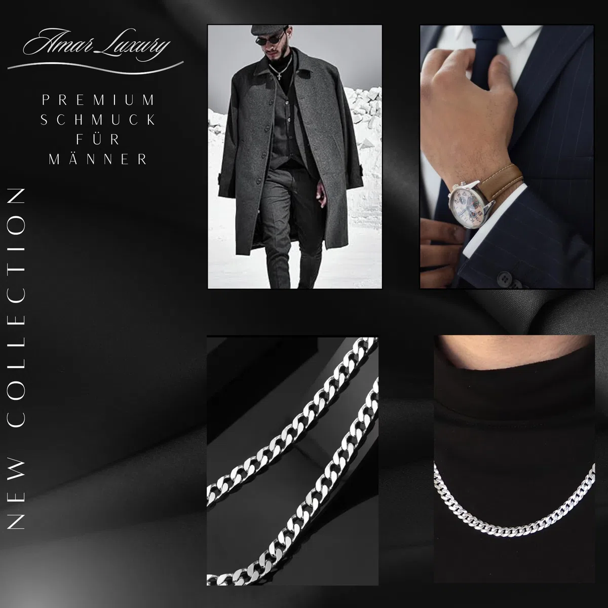 Cadenas para hombre, oro 925/585 de 14 quilates, cadena para hombre, cadena de eslabones para hombre, plata 925 con oro de 14 quilates, joyería para hombre, calidad italiana