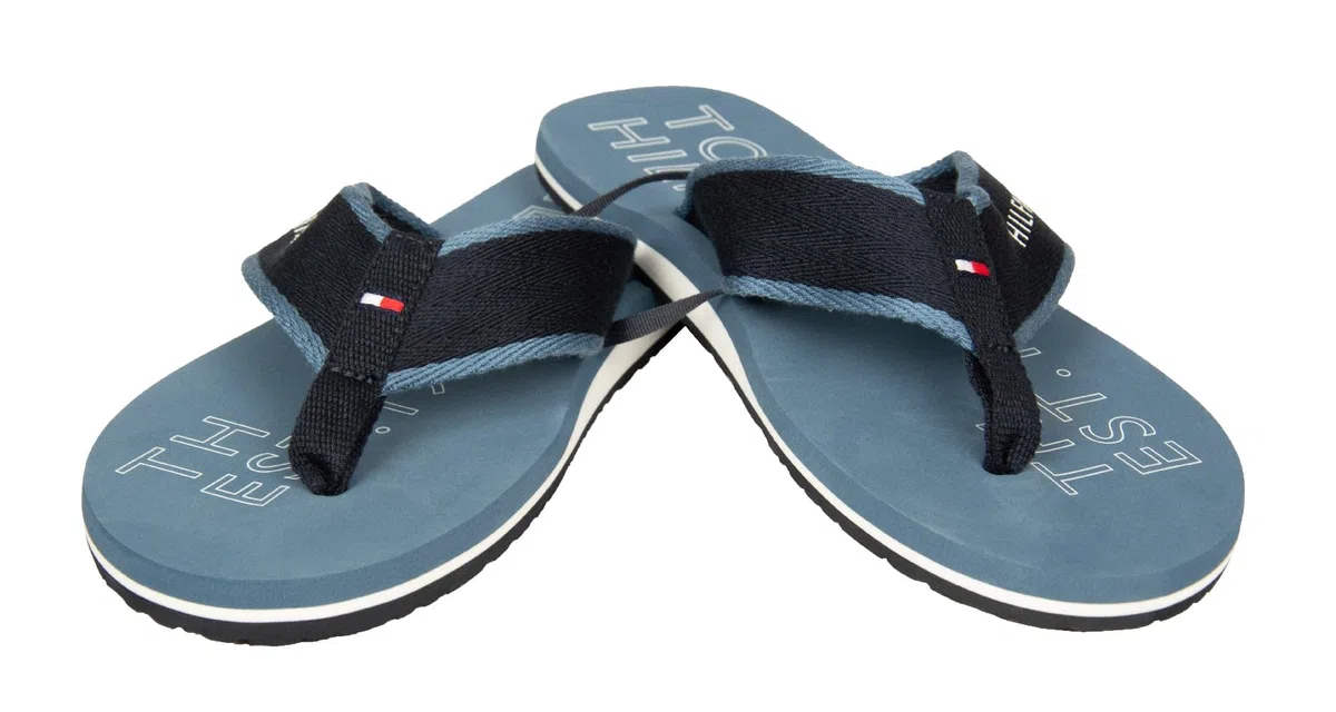 Tommy Hilfiger Chanclas de hombre zapatilla de piscina de playa con encaje en tejido de playa artículo XM0XM02885