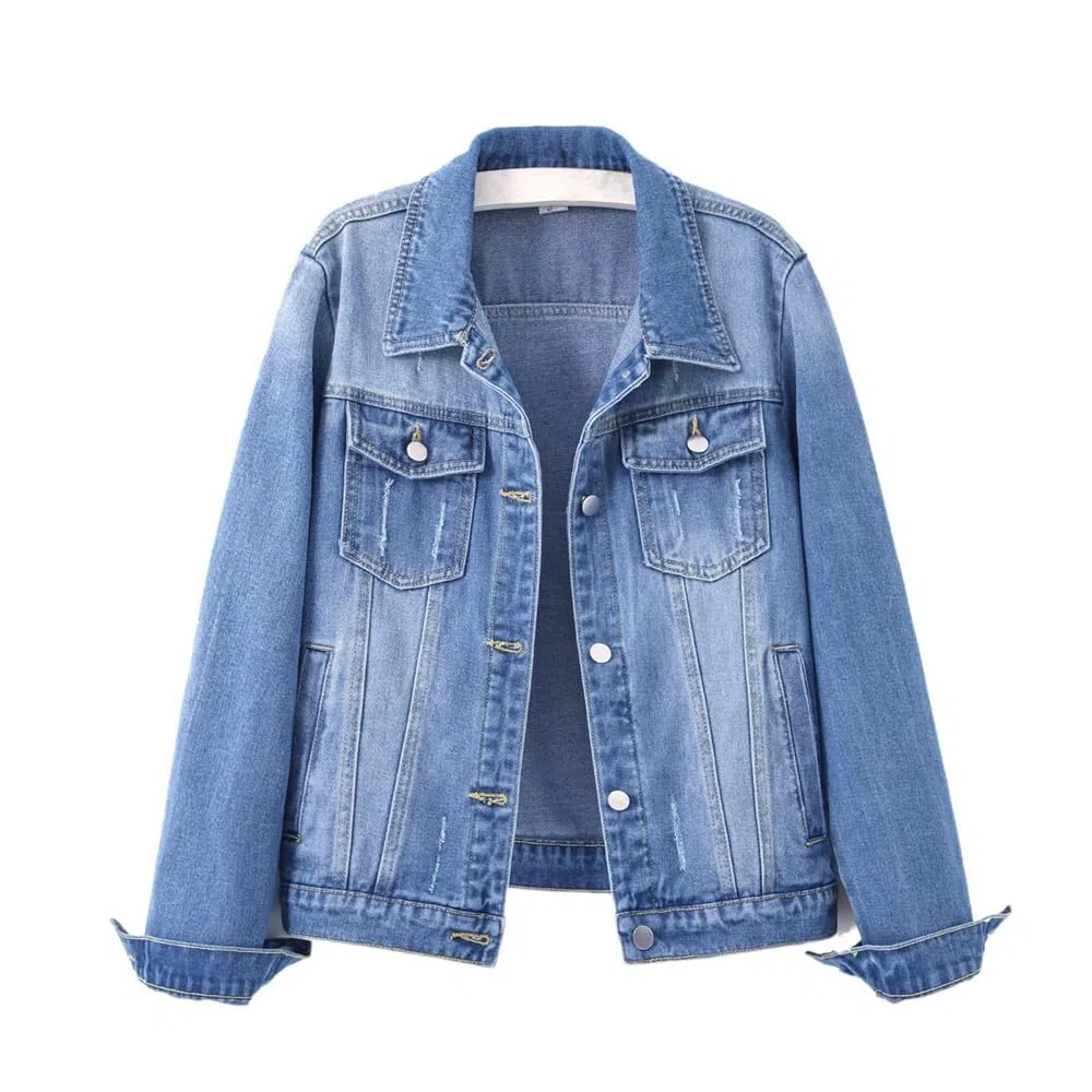 GUOYUXIAO Chaquetas de Mezclilla para Mujer Agujeros Rotos Estilo Destruido Grunge Callejero Abrigos Vaqueros para Dama
