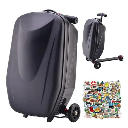 Maleta rígida de transporte para scooter, equipaje ligero multifuncional con ruedas para aeropuertos y desplazamientos, plegable y desmontable portátil, Black