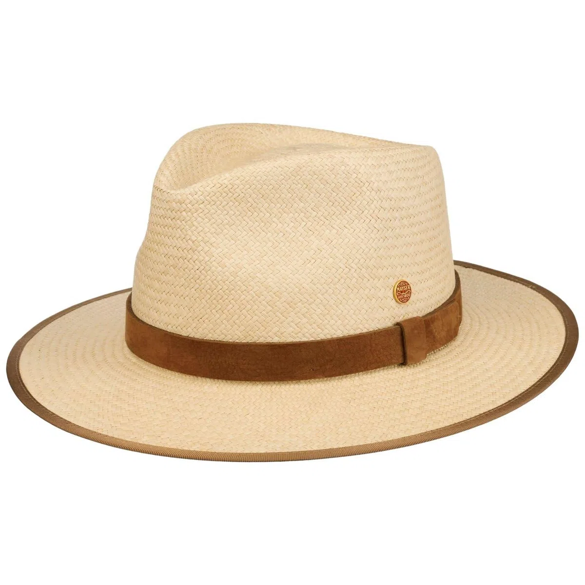 Mayser Fernando Sombrero Traveller Panama Trenzado Fino Cinta de Piel Hecho en UE Unisex Primavera Verano