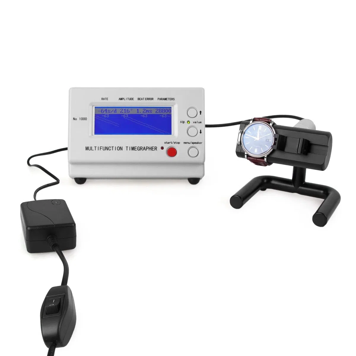 SWANSOFT Timegrapher No.1000 - Comprobador de Relojes Multifuncional, cronómetro de relojero, Herramienta de calibración de Relojes mecánicos (Enchufe de la UE)