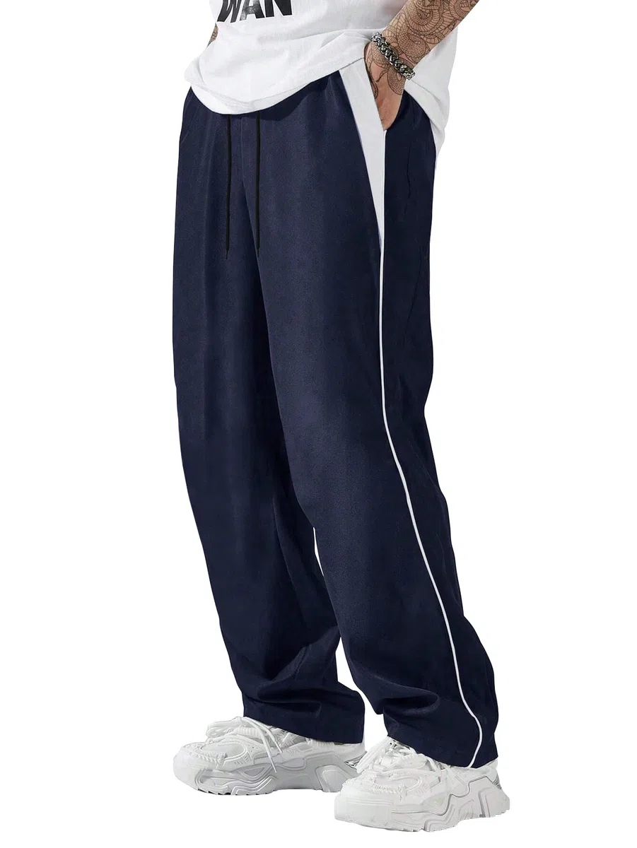 AVANOVA Pantalones de chándal negros para hombre – Cintura con cordón, ajuste holgado, pantalones deportivos de secado rápido, pantalones deportivos ligeros y transpirables (Track 40)