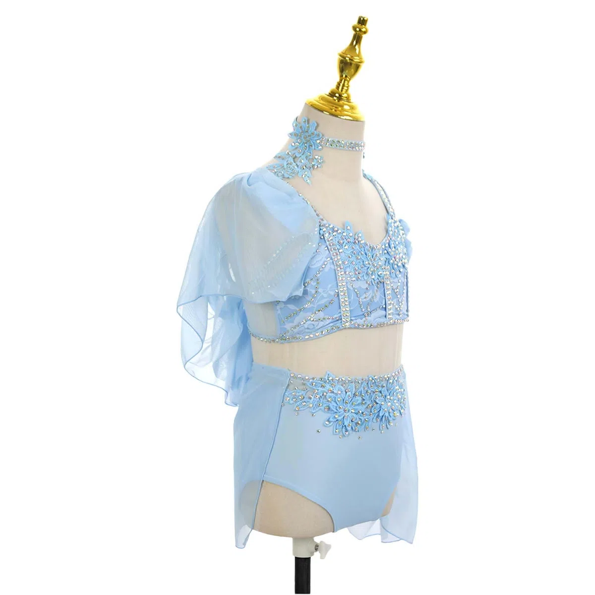 Traje de Danza Lírica Mujer Dos Piezas con Choker para Escena Live