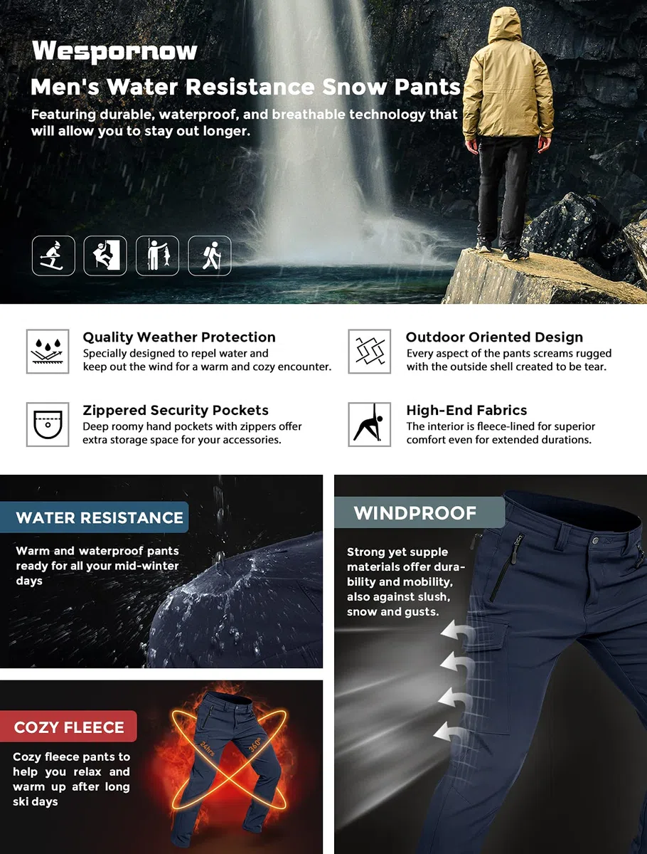 Wespornow Pantalones para Senderismo Hombres