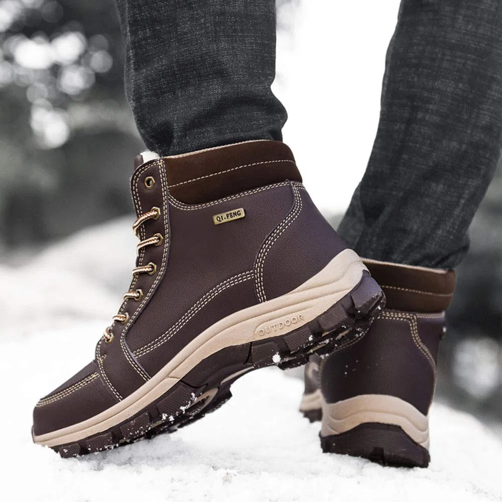 Paño Grueso Y Suave De Alta Tapa De La Nieve Botas, Nueva Manera Simple Y Zapatos Deportivos Al Aire Libre En Invierno, Zapatos De Algodón Antideslizante Para Senderismo Y Senderismo,Brown b,47