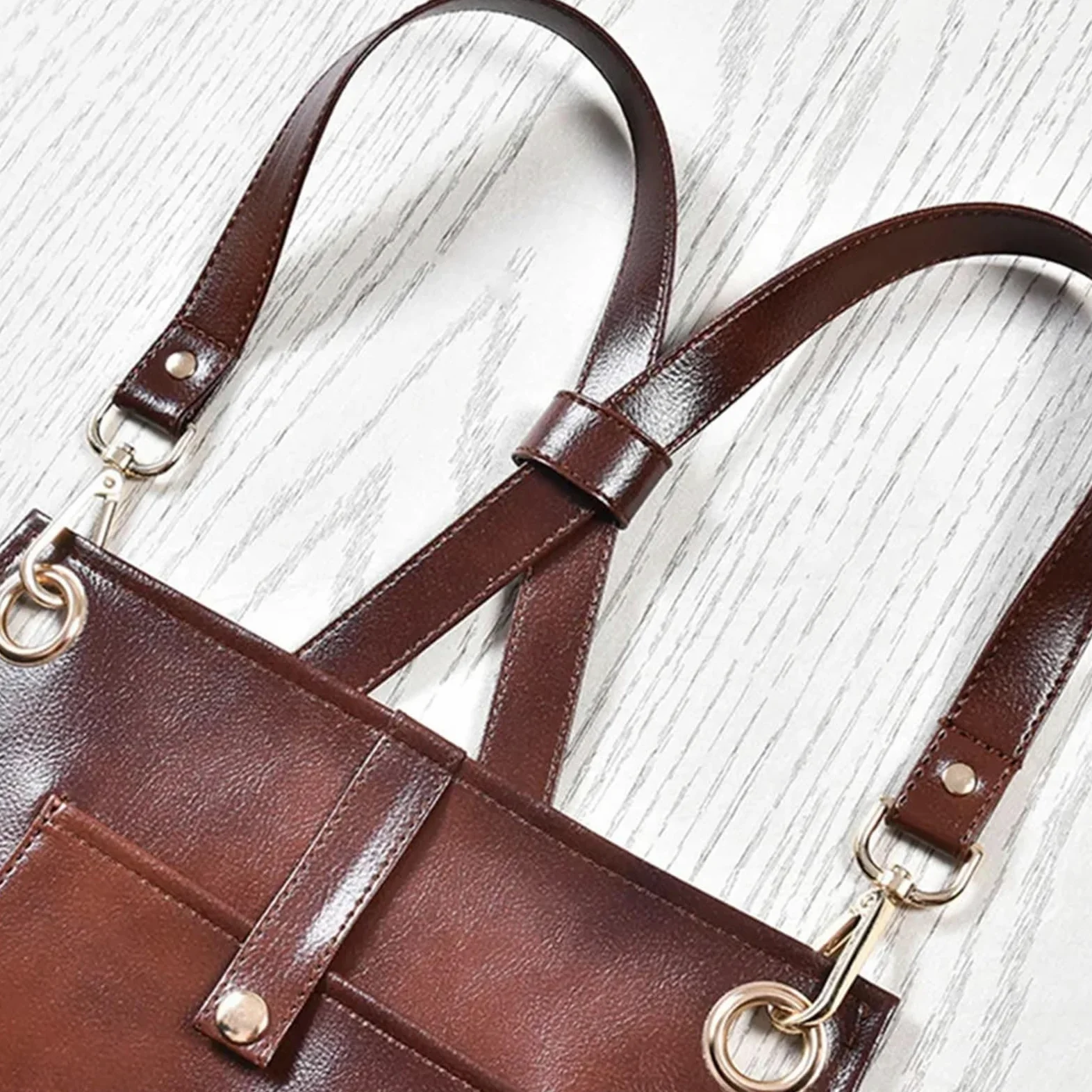 Delantal de soldadura de PU con correa trasera for trabajos pesados, delantal protector ajustable for hombres y mujeres