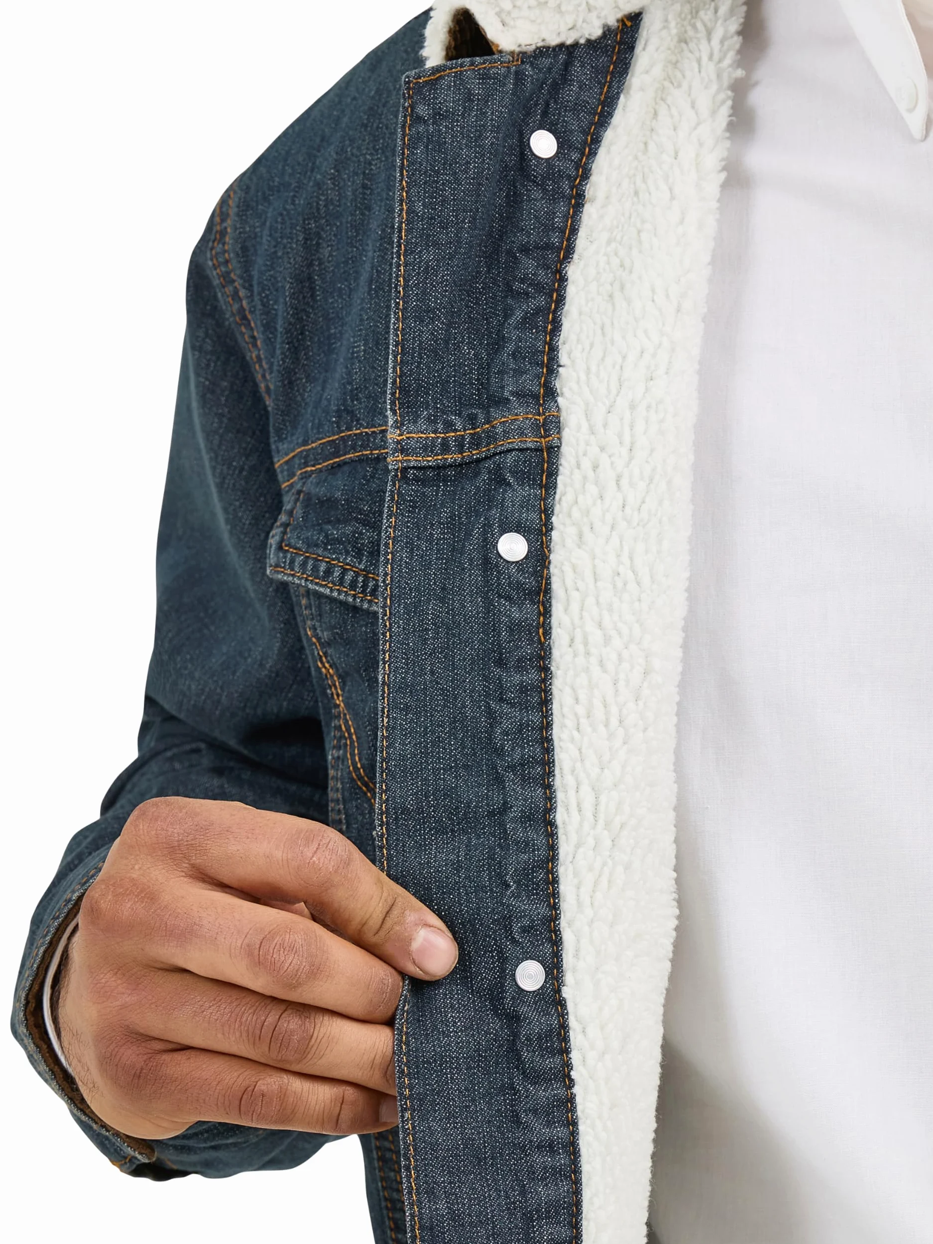 Wrangler Chaqueta vaquera con forro vaquero para hombre, corte vaquero