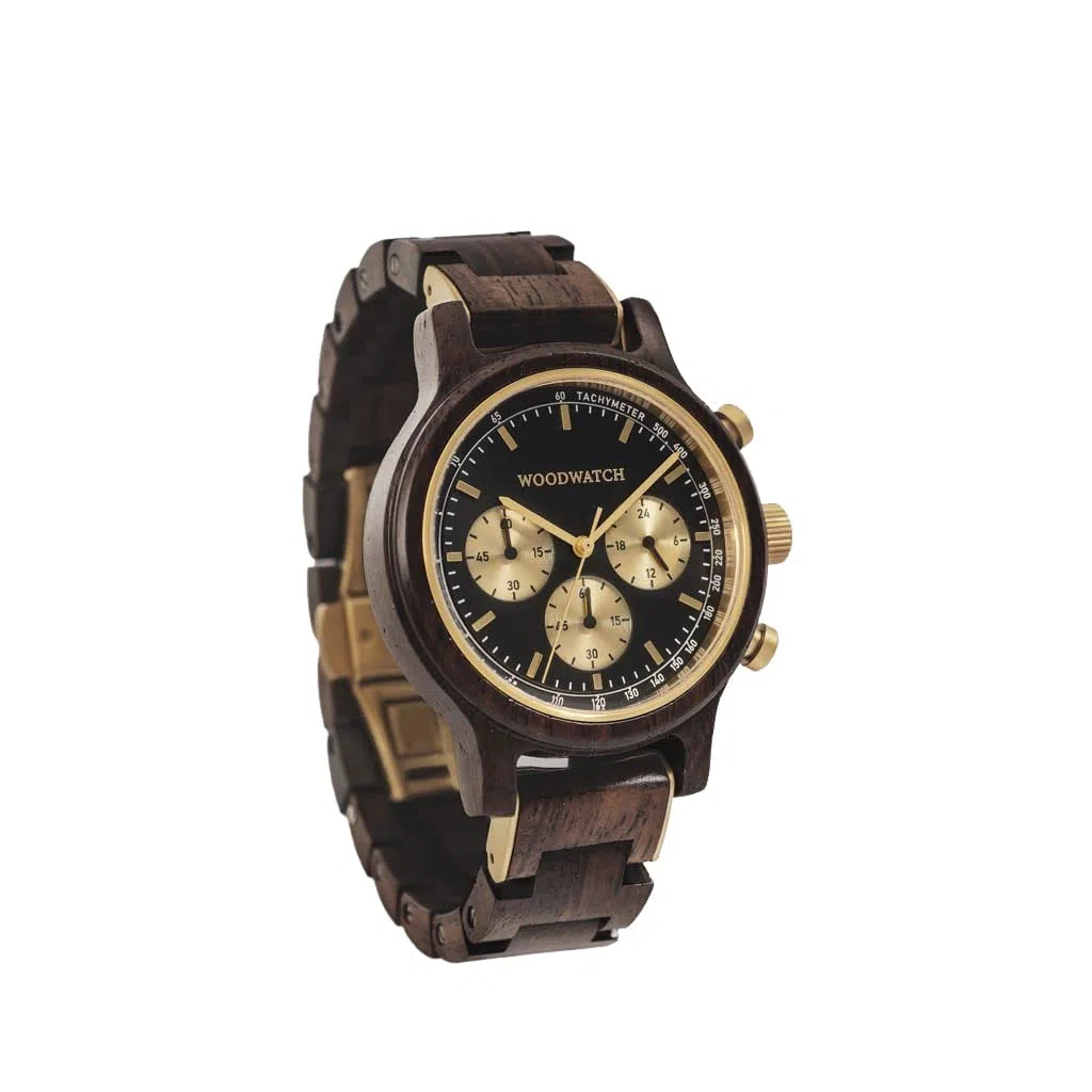 WoodWatch Chrono Black Forest | Reloj de Madera Hombre de Pulsera Premium for Man | Producto Eco Friendly, plantamos 1 árbol por Cada Reloj