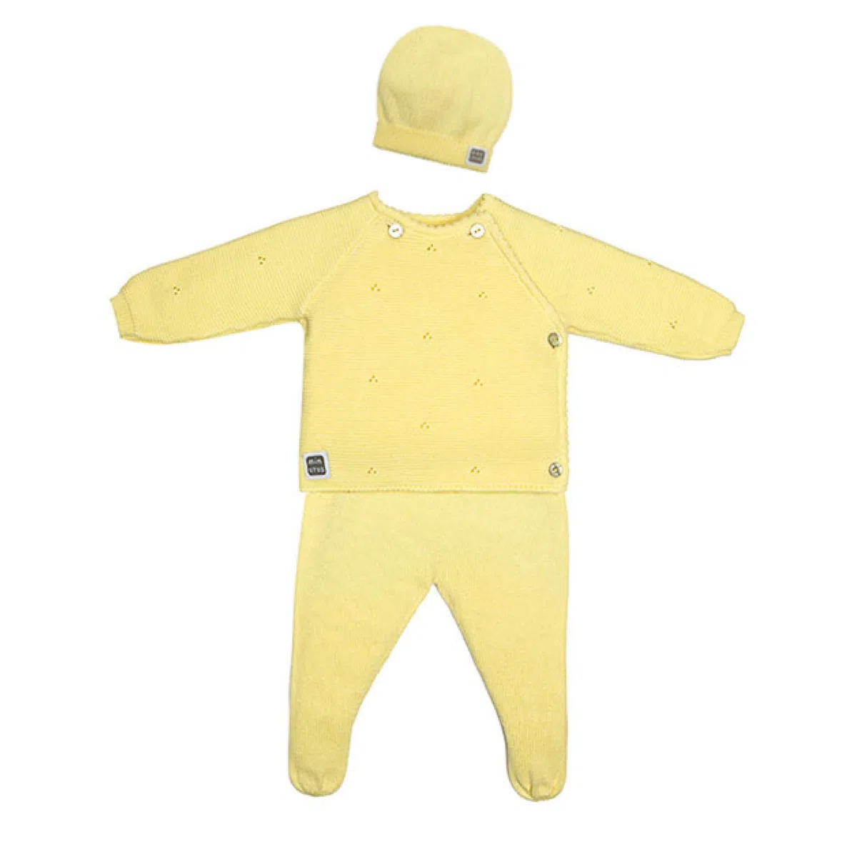MINUTUS Conjunto Bebé Kyr con Gorro 100% Algodón, Ropa Recién Nacido (Amarillo, 3-6 meses (62 a 68cm))