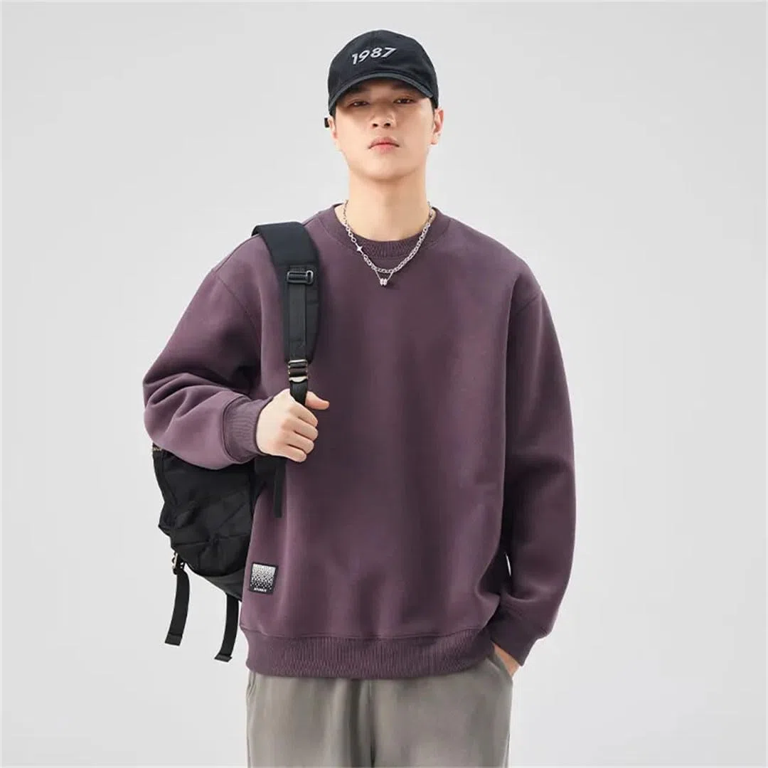 Suéter japonés bordado con estampado pequeño para hombre, estilo retro, estilo callejero, holgada, de manga larga