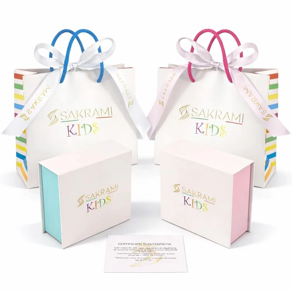 Sakrami Sweet Dreams Pulsera Pequeña de Oro de 9KT con Plaqueta de la Colección Infantil de Niña y Niño + Caja de Regalo Personalizada - Pulsera para Comunión de Nacimiento o Bautizo