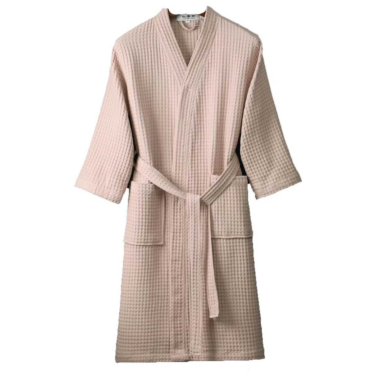 Albornoz kimono de algodón con estampado de gofres, ligero, para spa, hotel, con cinturón y bolsillos, PK08, M