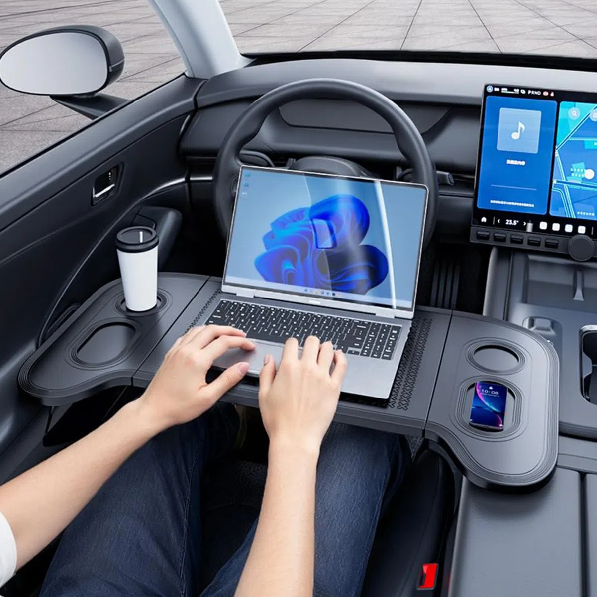 Mesa Para Volante De Coche Accesorios Automotrices Plegables | Bandeja Para Portátil De Vehículo Para Conductores Viajeros Desplazamientos Diarios Viajes Por Carretera Camping SUVs