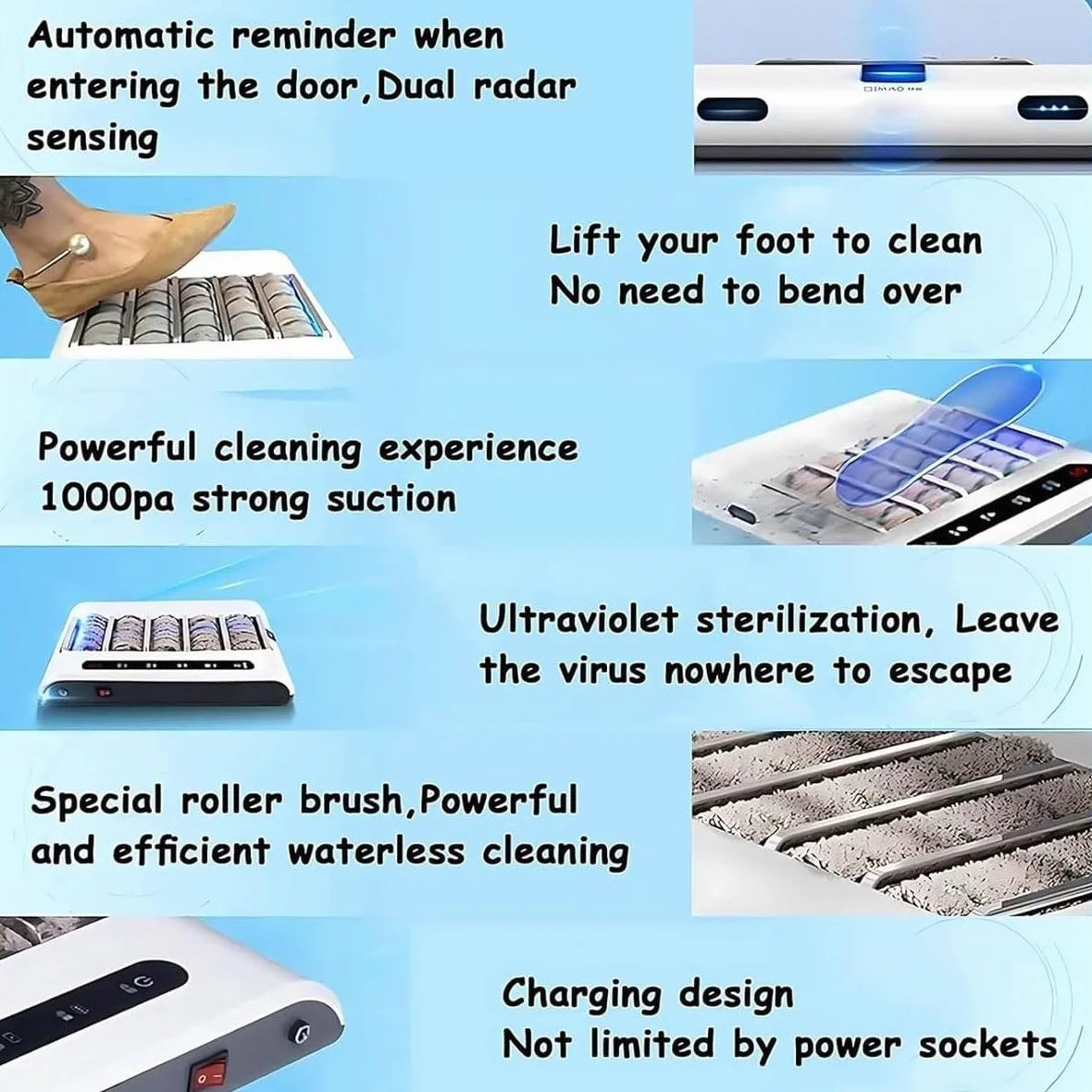 Máquina Automática para Limpiar Suelas, Abrillantador De Zapatos Recargable por Inducción, Limpiador, para La Entrada Viviendas Y Hoteles