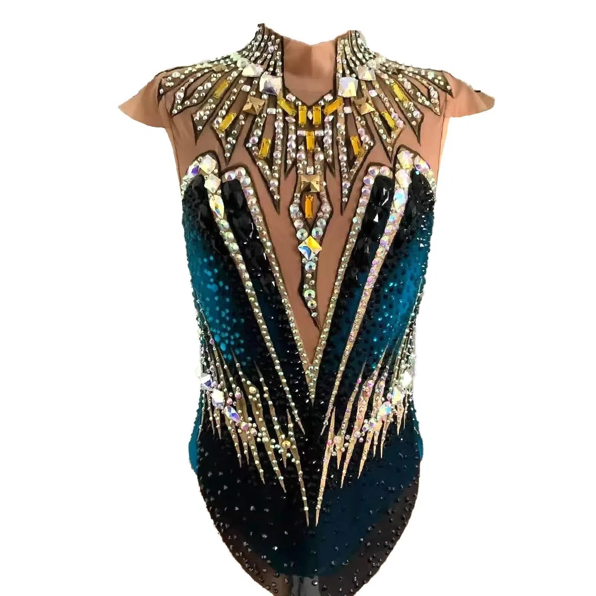 Maillot De Gimnasia Rítmica for Niña Con Decoración De Cristales, Traje De Competición Hecho A Mano For Mujer.