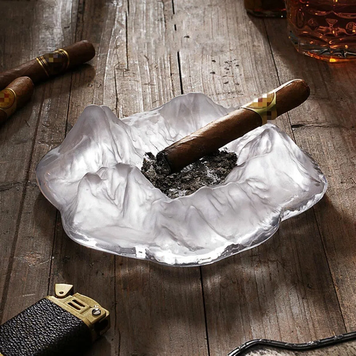 Cenicero de cerámica con diseño de iceberg, decoración creativa para el hogar, regalo único para novio, elegante diseño de cristal para sala de estar, decoración de oficina