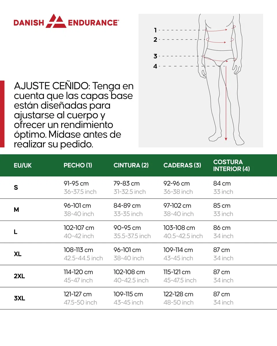 DANISH ENDURANCE Capa Base Media Cremallera Merino Hombre, Conjunto Térmico