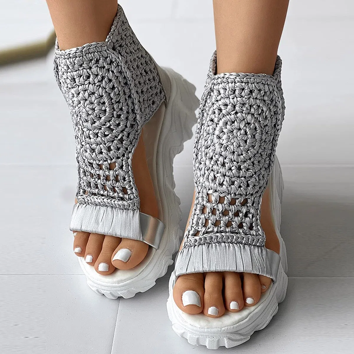 Genérico Sandalias De Tacón Sandalias De Verano para Mujer, Suela con Cuña, Elegantes Cuña Mujer, Zapatos Zuecos, Mules Cuero, Estilo Vintage Verano, Chanclas Cós para Anchos