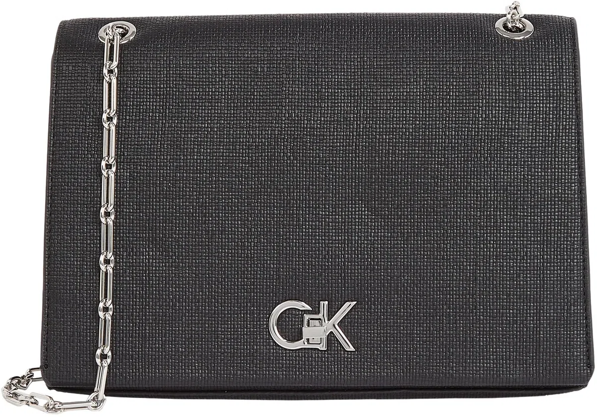 Calvin Klein Bolso bandolera Mujer Medium con cadena, Negro (Ck Black), Talla Única