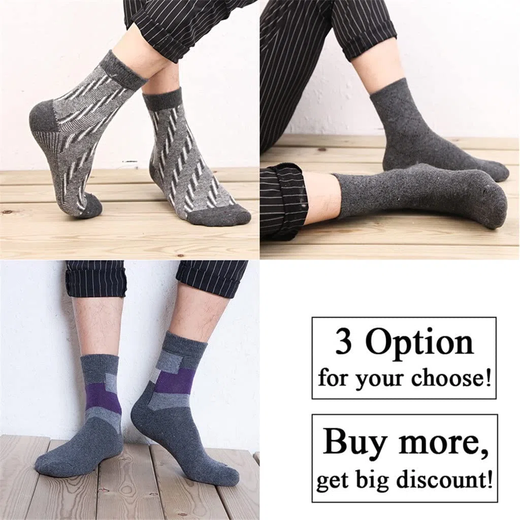 5 Pares/Lote Calcetines de Lana Hombres cálidos Invierno Cashmere Transpirable Casual Masculino de la Mano Regalo de cumpleaños (Color: un tamaño: un tamaño) (Color : A, Size : One Size)