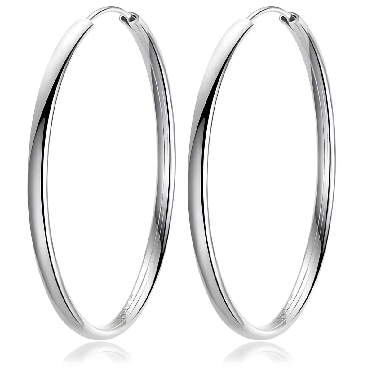 Pendientes de aro minimalistas de plata de ley 925, aros redondos de 1.18 pulgadas, pulidos para orejas sensibles, 30 mm para uso diario