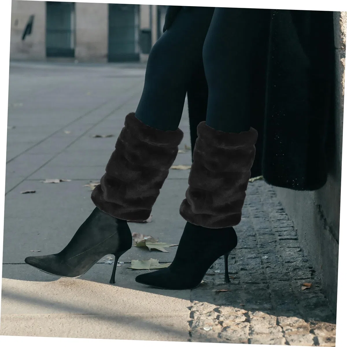 Calentadores De Peluche Para Mujer Puños Para Botas Largos Piel Sintética Negra Invierno 30 Cm Cálidos Cubrebotas De Moda
