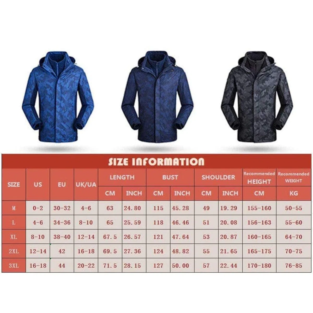 MU Chaqueta de Invierno para Hombre Chaquetas de Esquí Impermeable Chaquetas de Snowboard Fleecas Cálidas Abrigos de Pesca de Montaña Térmica con Capucha Desmontable/Blue/Xl
