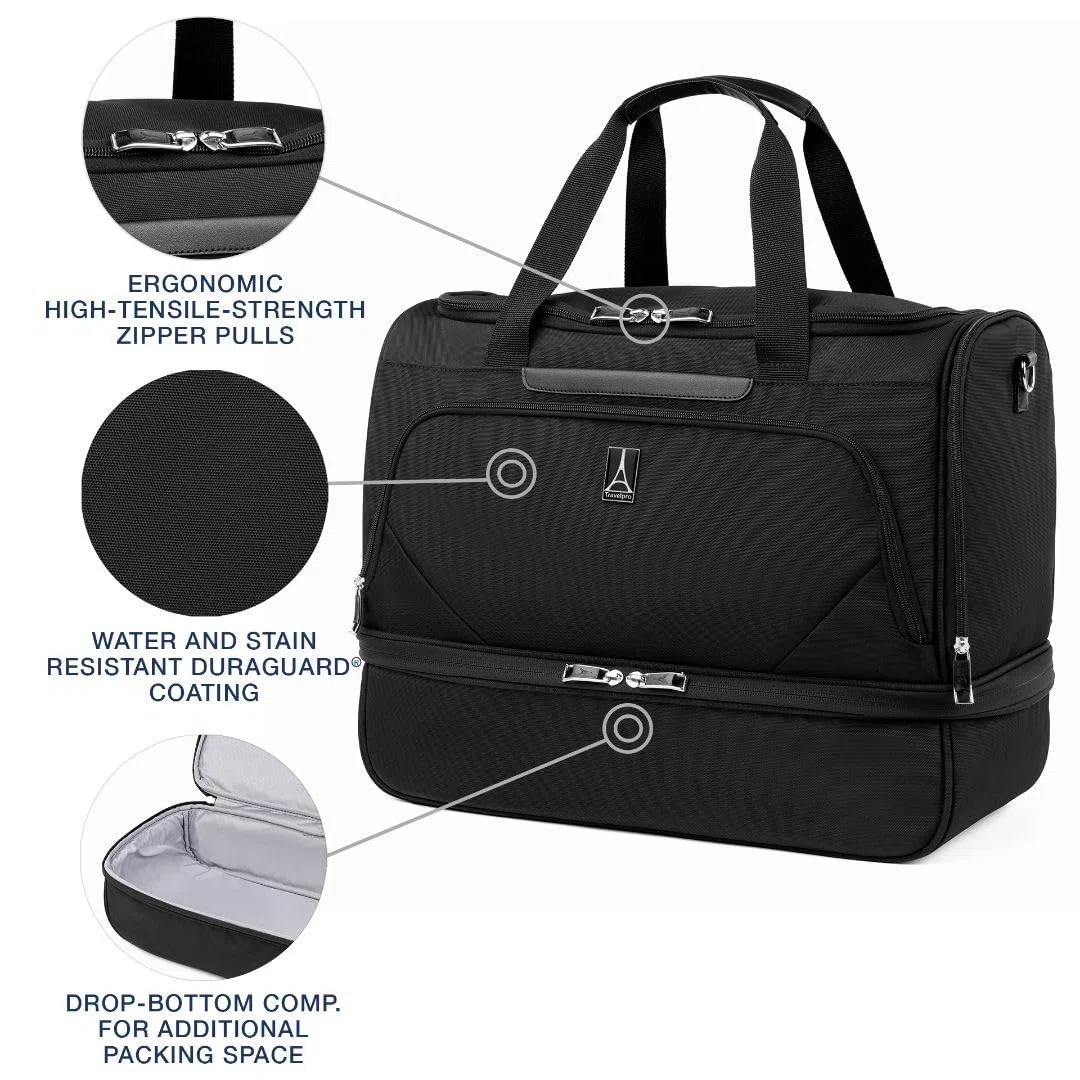 Travelpro Maxlite 5 Softside Carry-on Weekender with Drop-Bottom Compartment, Lightweight Overnight Travel Duffel Bag, Men and Women, 19-Inch