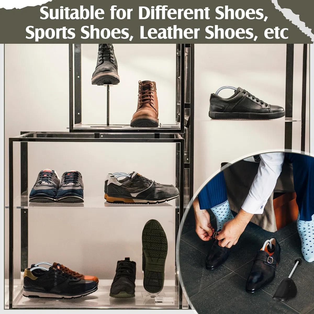 Barydat 50 pares de zapatos de plástico para zapatos, moldeadores prácticos y ajustables, soporte para botas para hombres