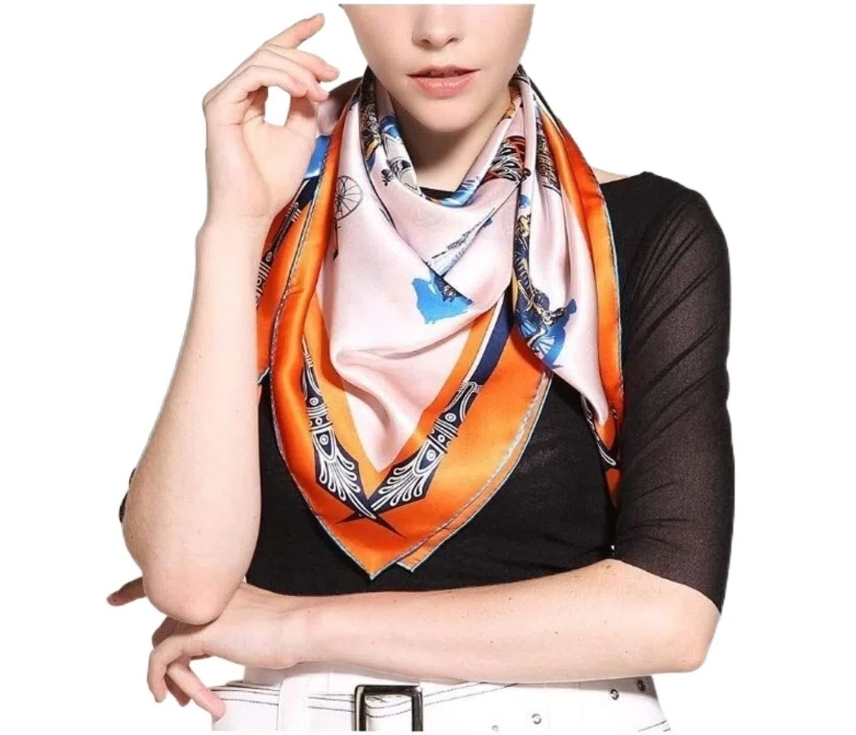Bufanda Bufanda De Seda Ligera Moda Satén Cuadrado Envoltura Pañuelo Cuello Pañuelo Para El Cabello Grande