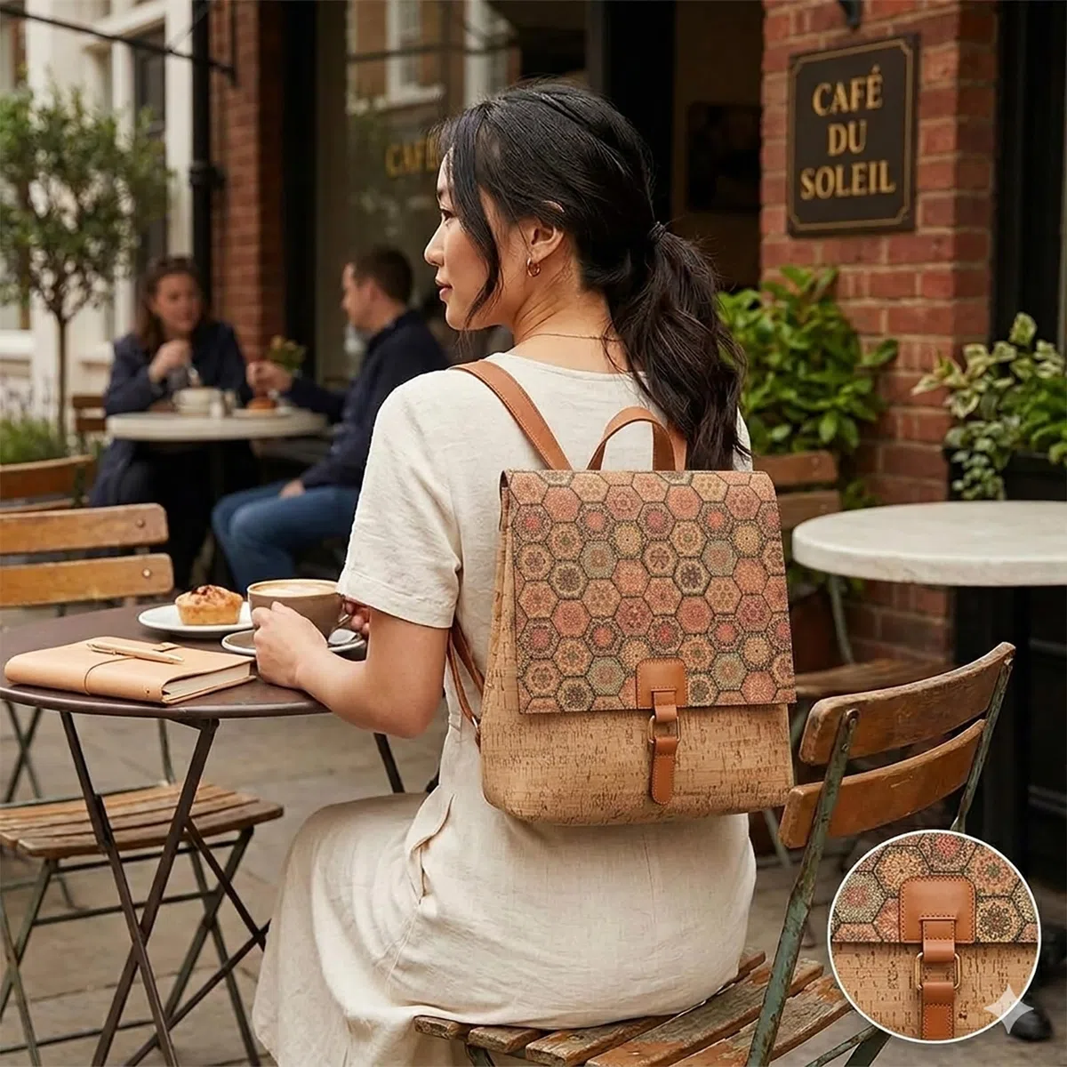 Mochila para mujer de corcho bolsa ecológica Daypack Mochila para mujer Mochila de corcho