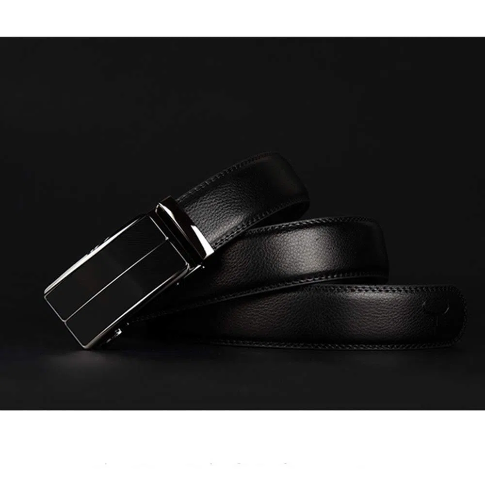 Cinturones de cuero para hombres Cinturón de cuero para hombres Hebilla automática flexible y duradera Cinturón deslizante de lujo Vestido con trinquete Cinturones elegantes Regalo para traj